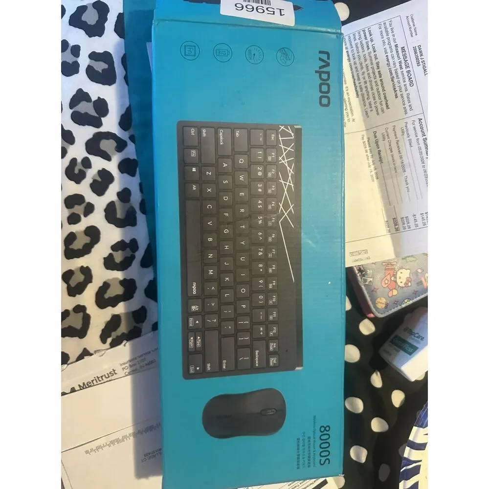 Rapoo Wireless Keyboard Mouse Combo Black Purple Bling Rhinestone Custom Set